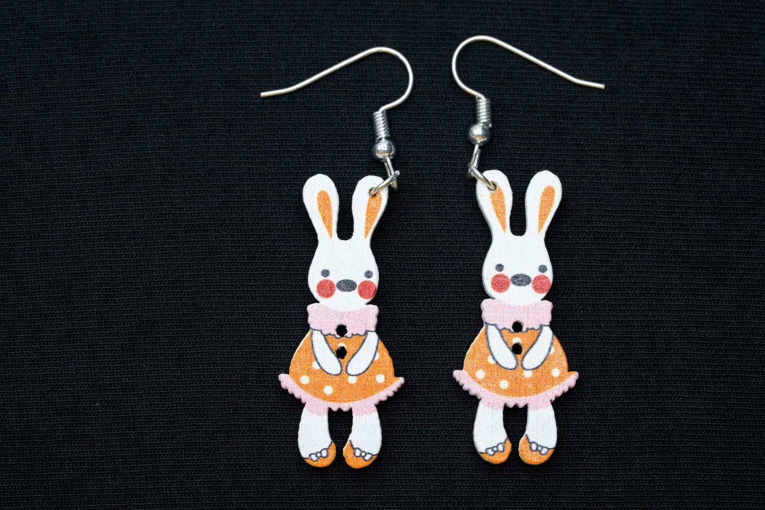 Miniblings Easter Bunny Earrings Pendant Rabbit Animal Garden orange - Handmade Fashion jewelry I Earrings silver-plated