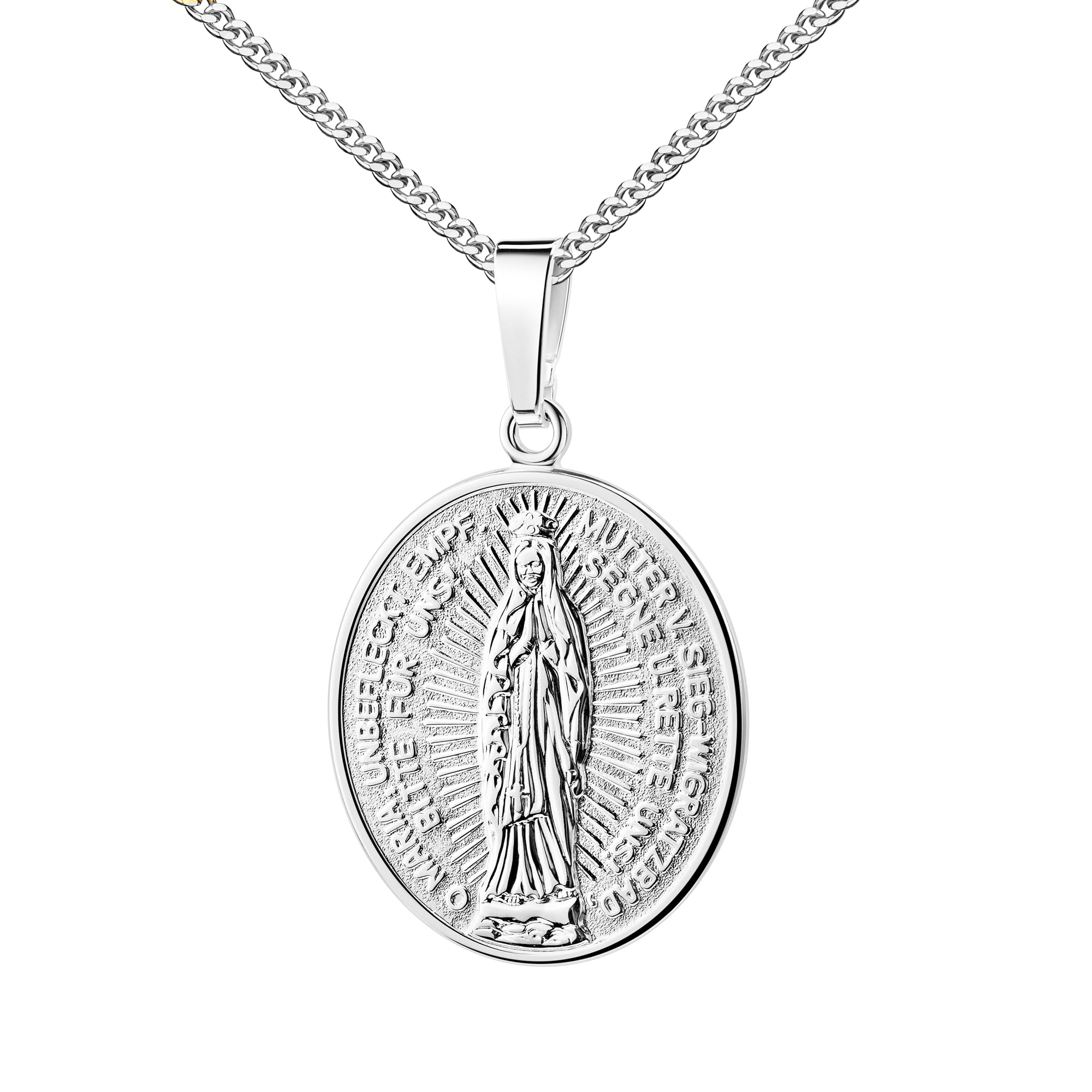 Madonna Milagrosa Anhänger massiv 925 Silber. Wundertätige Medaille mit Halskette oder ohne Kette wählbar + Schmuck-Etui + Echtheitszertifikat