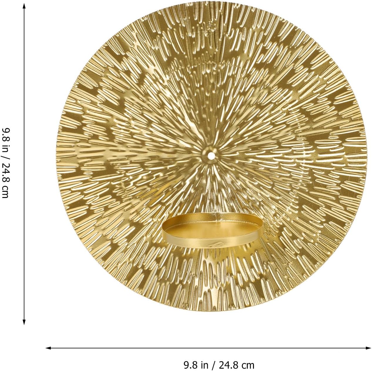 BESPORTBLE Wall-Mounted Metal Candleholder Large Rounded Plate Decorative Wall Sconce for Home and Restaurant Indoor Candle Stand