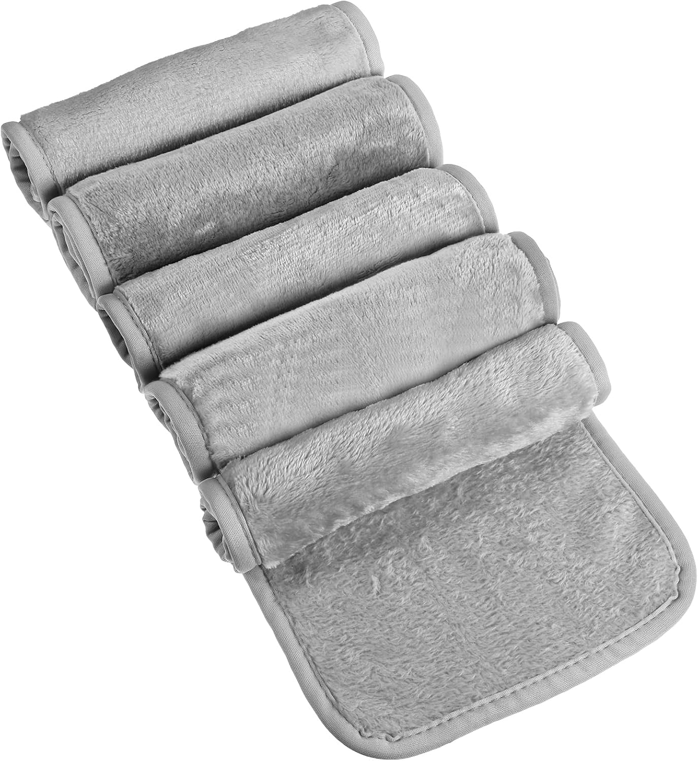 5 stuks microvezel handdoeken, 40 x 20 cm, wasbaar, make-uppads, wasbaar, herbruikbare washandjes voor het gezicht (grijs)