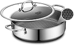 Poêles à frire antiadhésive avec couvercle, Hybrid Non Stick 6.5 Coffret de brasier à queue,PFOA Articles de cuisine gratuits,12.5 poêlon en acier inoxydable, lave-vaisselle et coffre-fort pour fours, travaille sur l'induction, les plaques de cuisson céramiques et de gaz