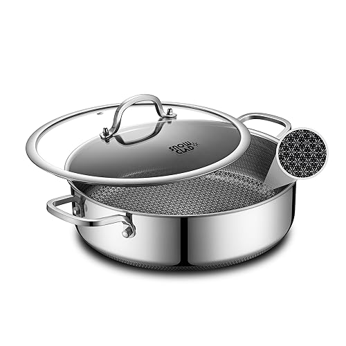 Saute Pan,Hybrid Non Stick 5 Quart Everyday Braiser pan,Chicken Fryer,
