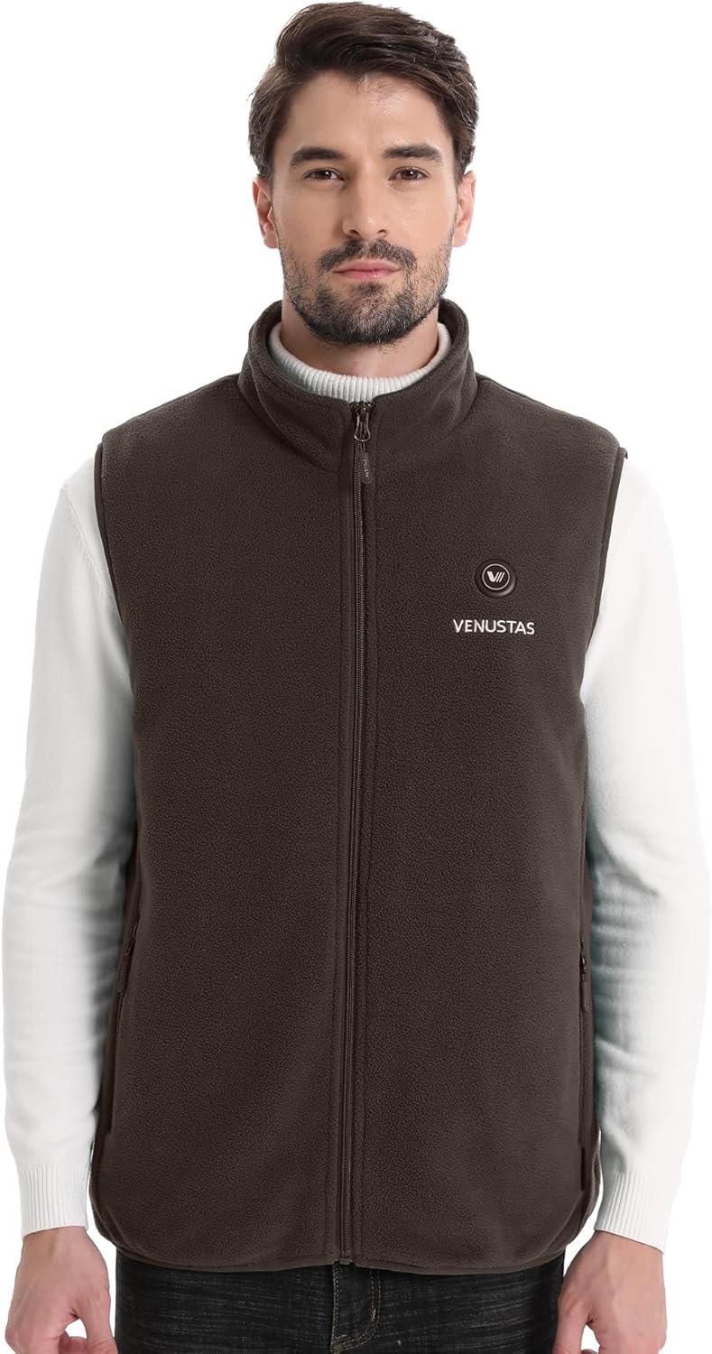 Venustas Men's Fleece Heated Vest with Battery, Lightweight Insulated Electric Vest - Image 2