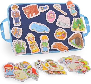 CHEFAN Felt/Flannel Board Story Set of 4, PRECUT Felt Pieces for Preschool Toddlers Circle Time,We are Going On A Bear Hunt, Mary Had A Little Lamb, Little Bo-Peep, Little Boy Blue