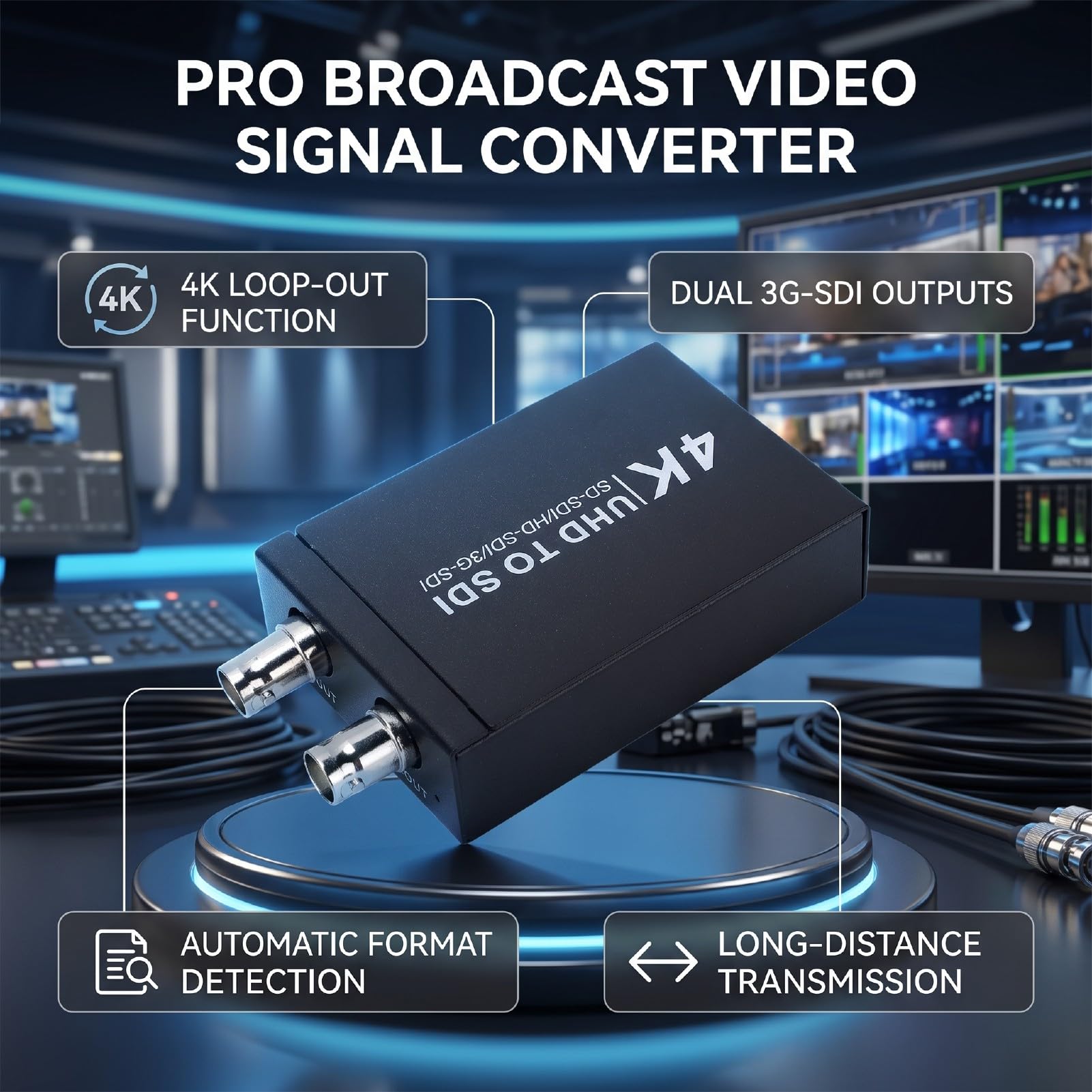 Konwerter na SDI 4K, 3G SDI z Automatycznym Wykrywaniem Formatu,