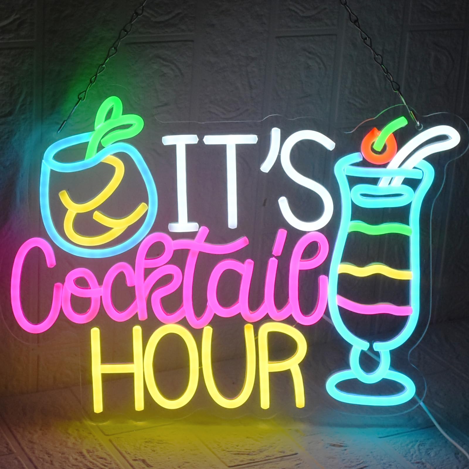 Cocktail Hour Insegna al Neon Luce al Neon per Bar Insegna al Neon Colorata per Cocktail Luci al Neon Dimmerabili USB per Cocktail, Casa, Bar, Club, Feste, Cucina, Hotel