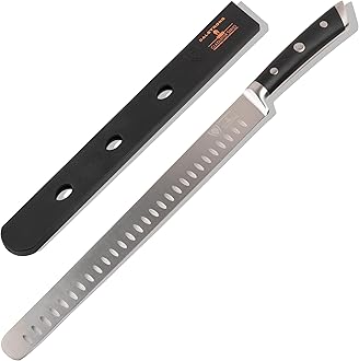 Dalstrong Slicing Knife - 12 inch - Gladiator Series Elite - Granton Edge - Forged High-Carbon German Steel- G10 Handle - Razor Sharp Carving Knife Gift - w/Sheath - Slicer - NSF Certified