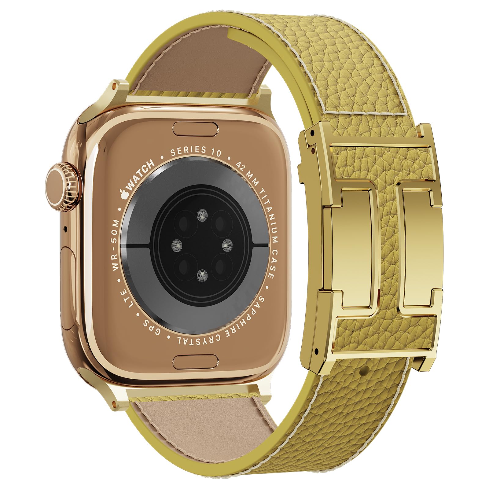 Leather Watch Band with Magnetic Buckle,Dressy Apple Watch Ultra Leather Band Rugged Durable Replacement Strap for Men & Women — view 34