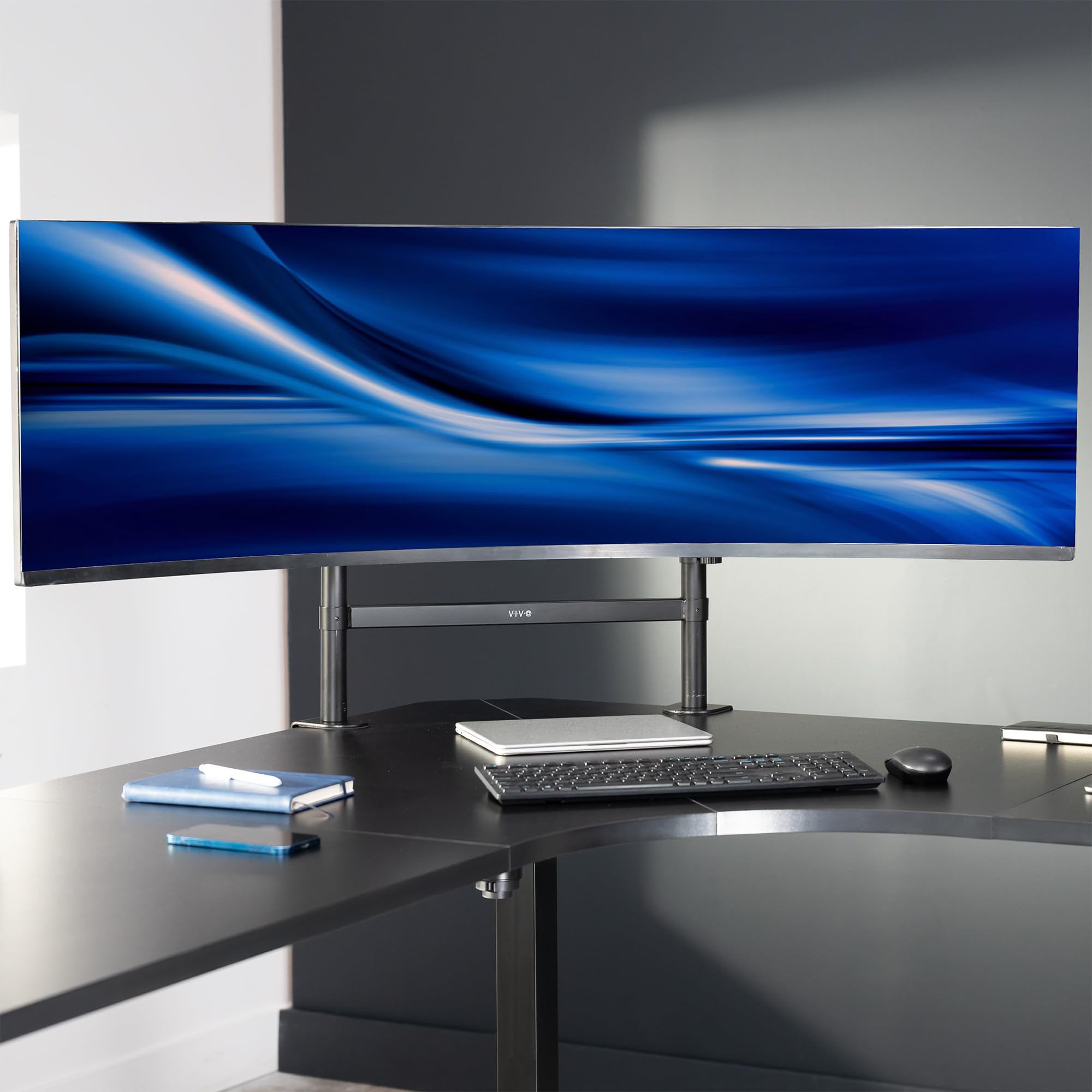 VIVO STAND-157C - Supporto da tavolo per schermi fino a 57", colore: Nero