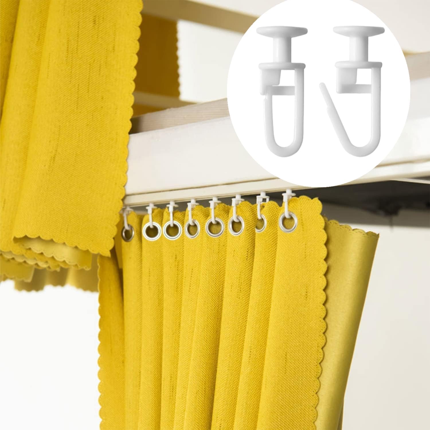 Crochets de Rideau Tête 11 mm 125 Pièces pour Rails et Tringles Plafond