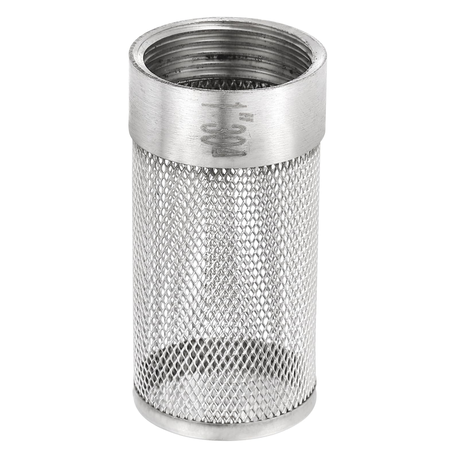 sourcing map 1 Inch 304 Stainless Steel Filter Cover, Hose Inlet Suction Strainer Filter, Connected to DN25 1" PVC Water Pipe to Reduce Solid Entry (74mm Length, 31mm Thread Dia)