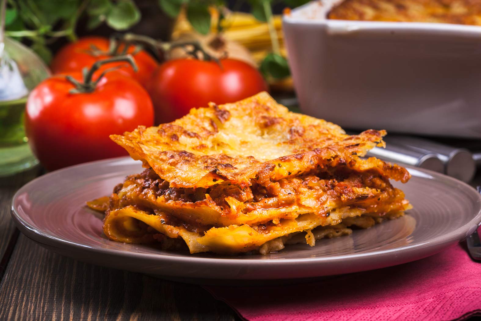 Lagostina Patrimonio Lasagnera per Forno con Coperchio di Legno di Ciliegio, Acciaio Inox e Legno, 22x35 cm