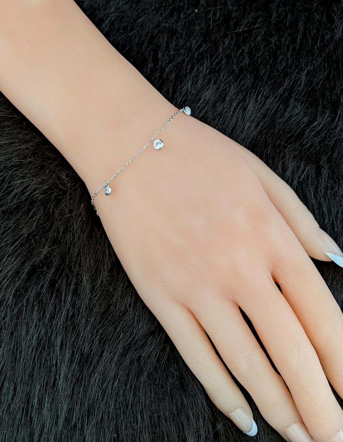 Cubic Zirconia by the Yard Bracelet 925 Sterling Silver/Dangling Bracelet/Stacking Bracelet/Adjustable Length/Gift for Her - Image 4