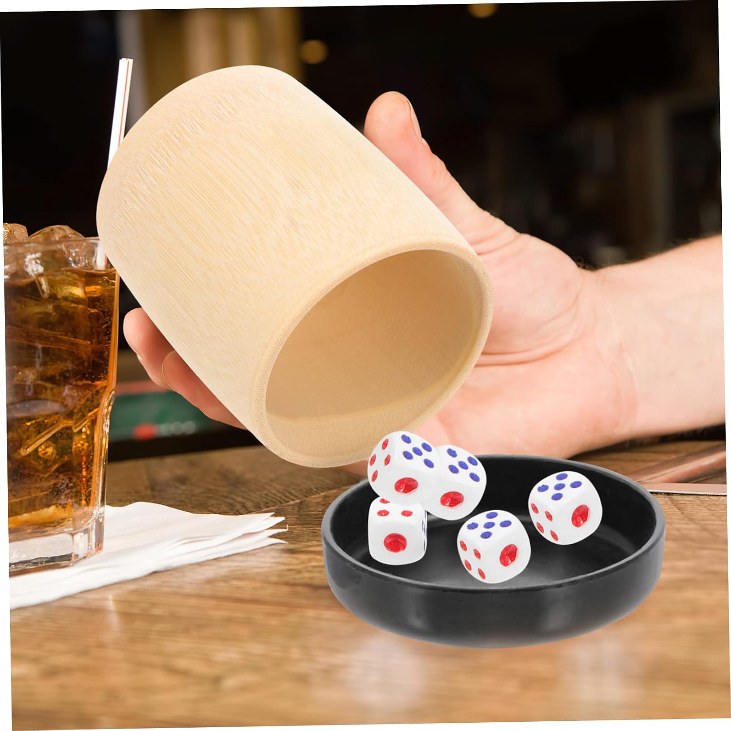 2 Set Bamboo Dice Cup Shaking Holder for Party Travel image 3
