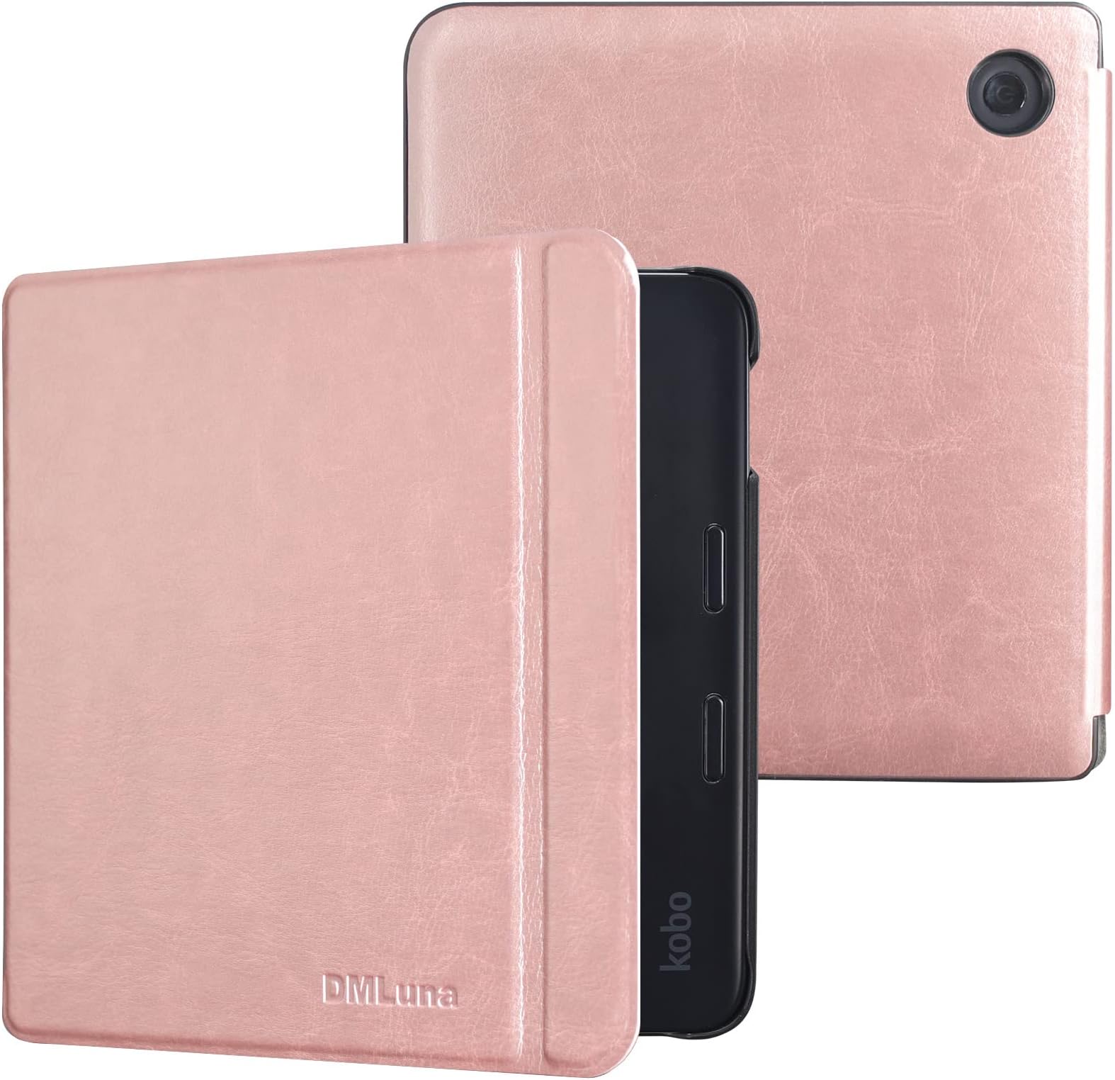 DMLunaCase for Kobo Libra 2 7 Inches eReader 2021 Release, Ultra Slim Lightweight Folio Premium PU Leather Protective Cover with Auto Sleep Wake Feature, Rose Gold
