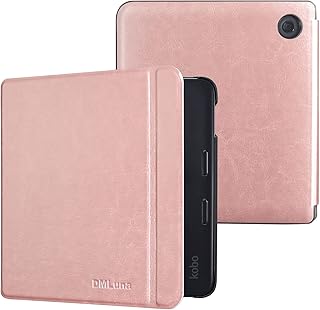 Case for Kobo Libra 2 7 Inches eReader 2021 Release, Ultra Slim Lightweight Folio Premium PU Leather Protective Cover with Auto Sleep Wake Feature, Rose Gold