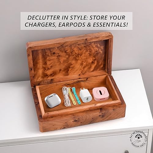Miniatura 7 de Caja mediana de madera tallada a mano multiusos para recuerdos, organizador de almacenamiento de arte decorativo, caja de joyería, decoración de