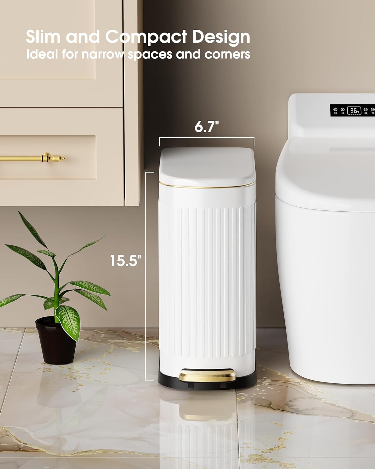 CEROELDA Small Bathroom Trash Can with Lid