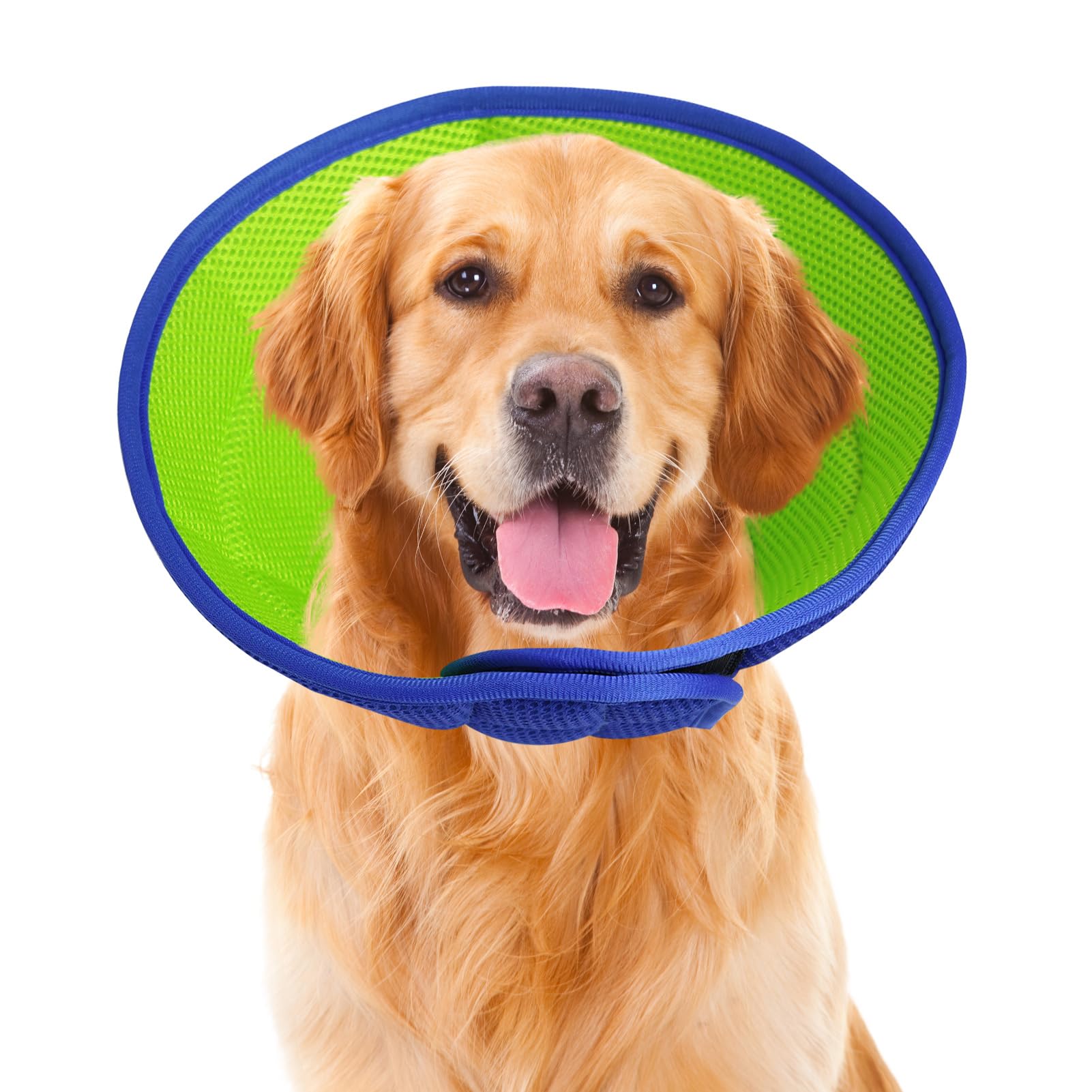 Dog Cone Collar Soft Cones After Surgery Adjustable Recovery Collars Breathable Elizabethan Collar for Dogs Anti-Bite Pet Collar Protective Mesh Neck Cone for Dog & Cat (Blue-Green