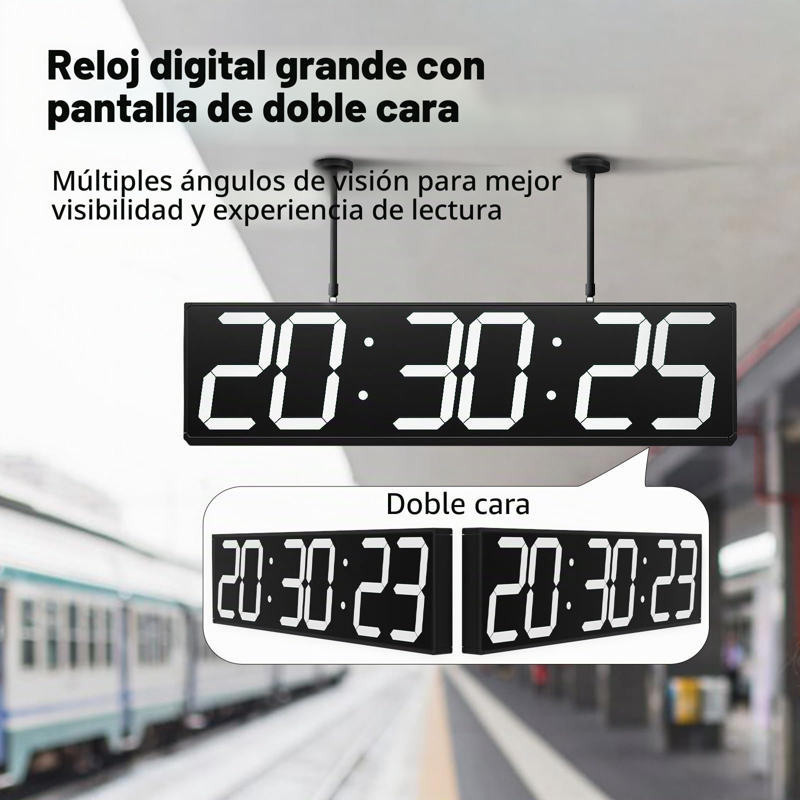 CHKOSDA Reloj de pared digital de doble cara de 28.5 pulgadas, reloj de cuenta regresiva LED multifuncional con temporizador, visualización de temperatura y fecha, reloj digital colgante de gran