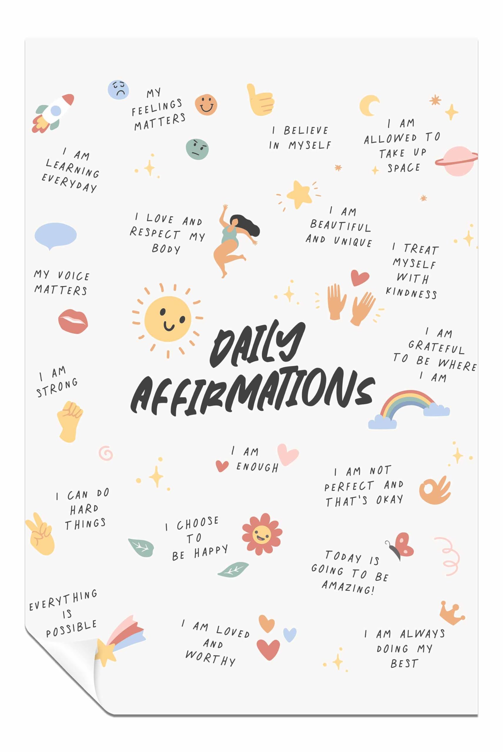Panther Print Daily Affirmations No2 Unframed Poster, Pictures for Home Walls, Bedroom, Living Room & Bathroom Decor 61x41cm (24x16in)