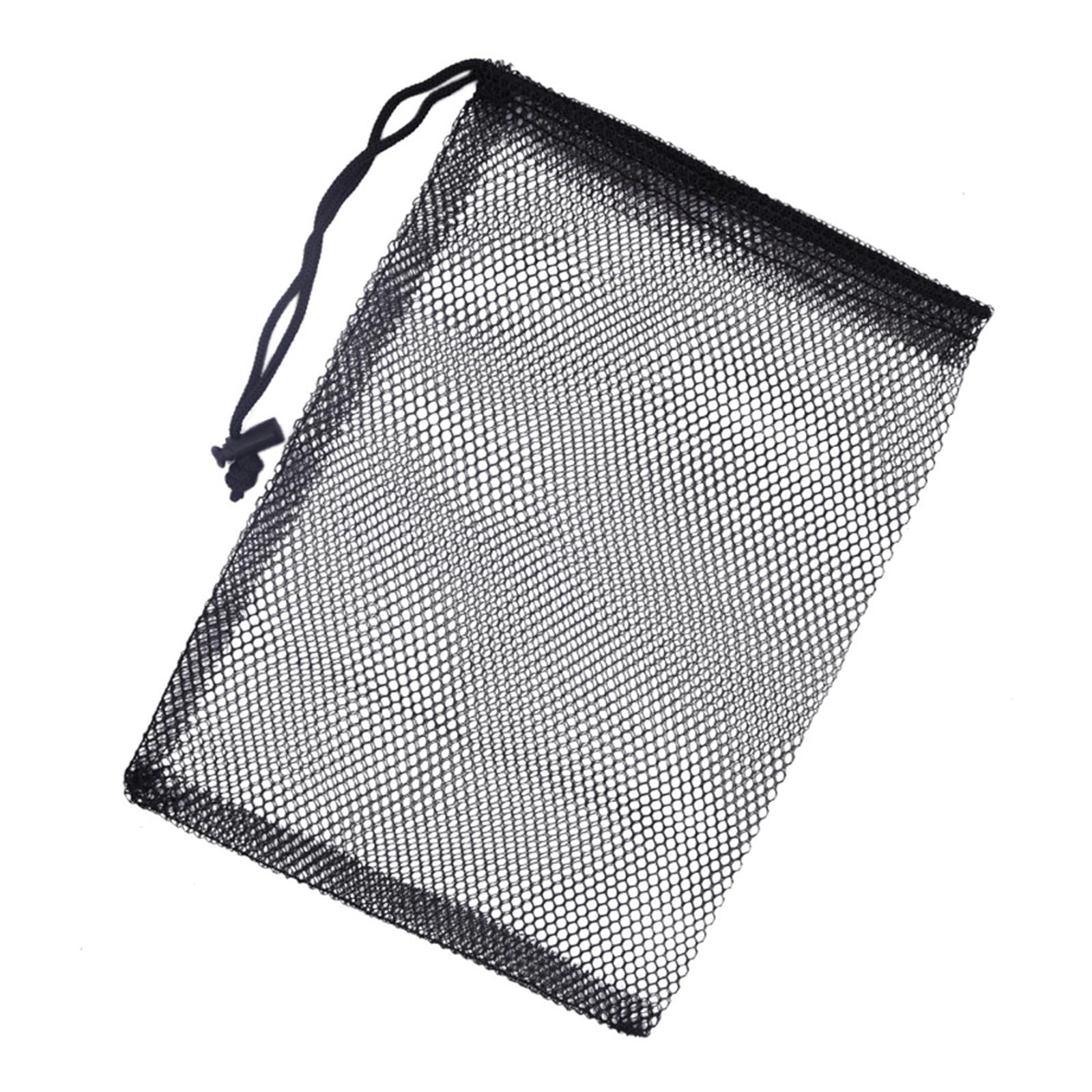 Sac de balle de golf noir en maille nylon solide et légère avec cordon de serrage