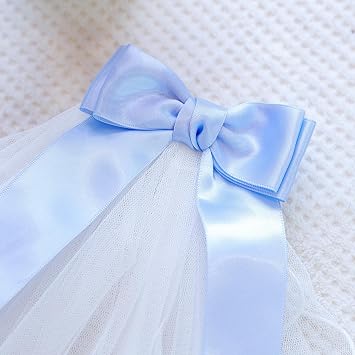 Decorative Pet Veil with Bow, 13 inch Length, Wedding Costume Accessory, White and Pink (S, Bow-White)
