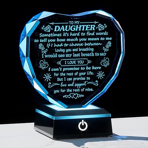 Gift from Mom Dad Heart Shaped Crystal Plaque - Graduation Gifts For Daughter