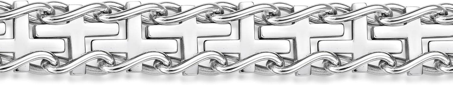 Metro Jewelry Thick Specialty Cross Bracelet for Men in Stainless Steel with Black or Yellow Gold Ion Plating - 8.5 Inches Long with Fold Over Clasp - Image 3