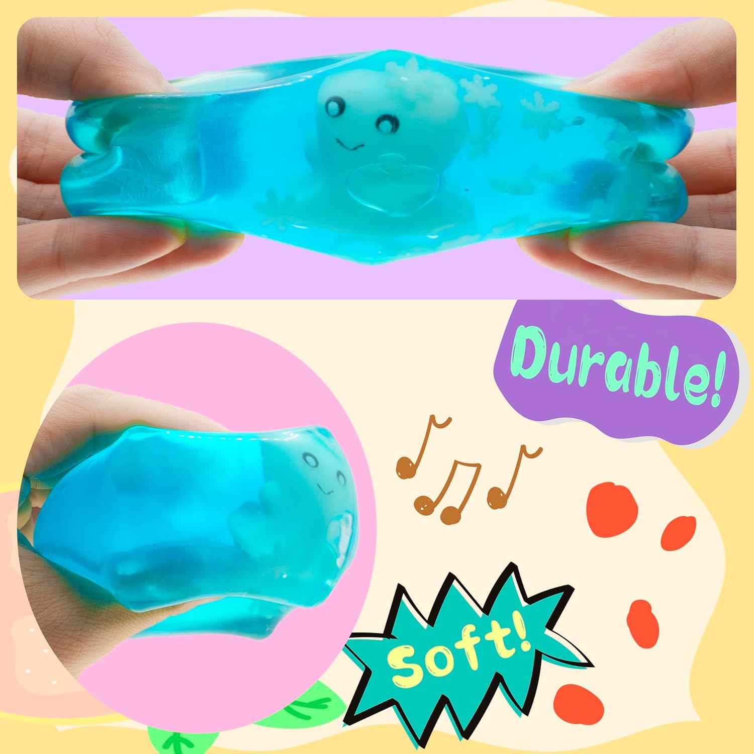 Spooky Squishy Toy - Glow in The Dark - Squishy Stress Cube Toy Cube with Ghost & Snowflake, Ideal Stress Relief Present for Kids & Adults, Gifts for Halloween and Christmas