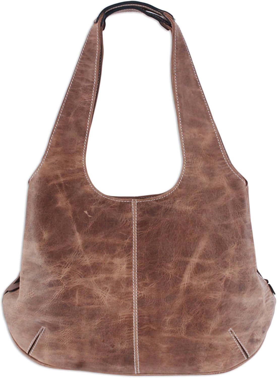 NOVICA Artisan Handmade Leather Hobo Handbag Womens from Mexico Handbags Brown Cognac Shoulder Solid Urban Caramel