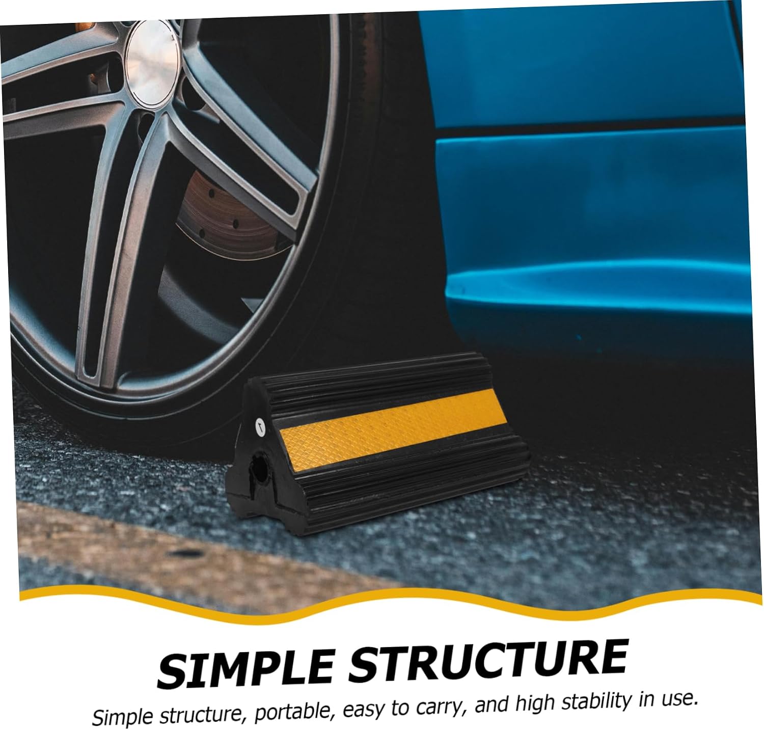 GLEAVI Rubber Wheel Stoppers Heavy Duty Wheel Chocks Rope Handle Non-Slip for Vehicles