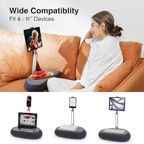 Miniatura 5 de elitehood Soporte para iPad de 18 pulgadas para cama, soporte de almohada ajustable para Kindle para leer en la cama, almohada de tableta para