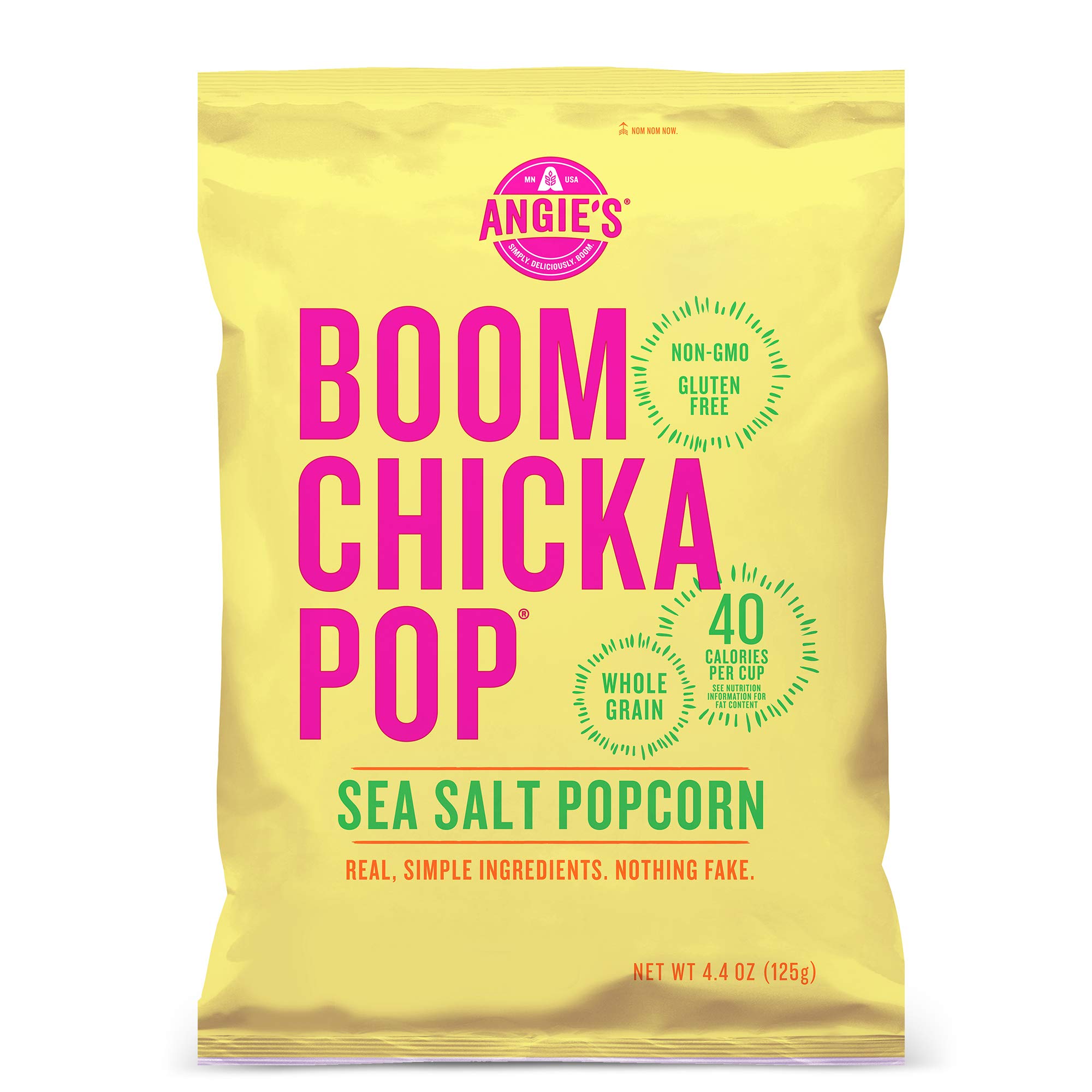 Angie’s BOOMCHICKAPOP Sea Salt Popcorn, 4.4 Ounce Bag (Pack of 12 Bags)