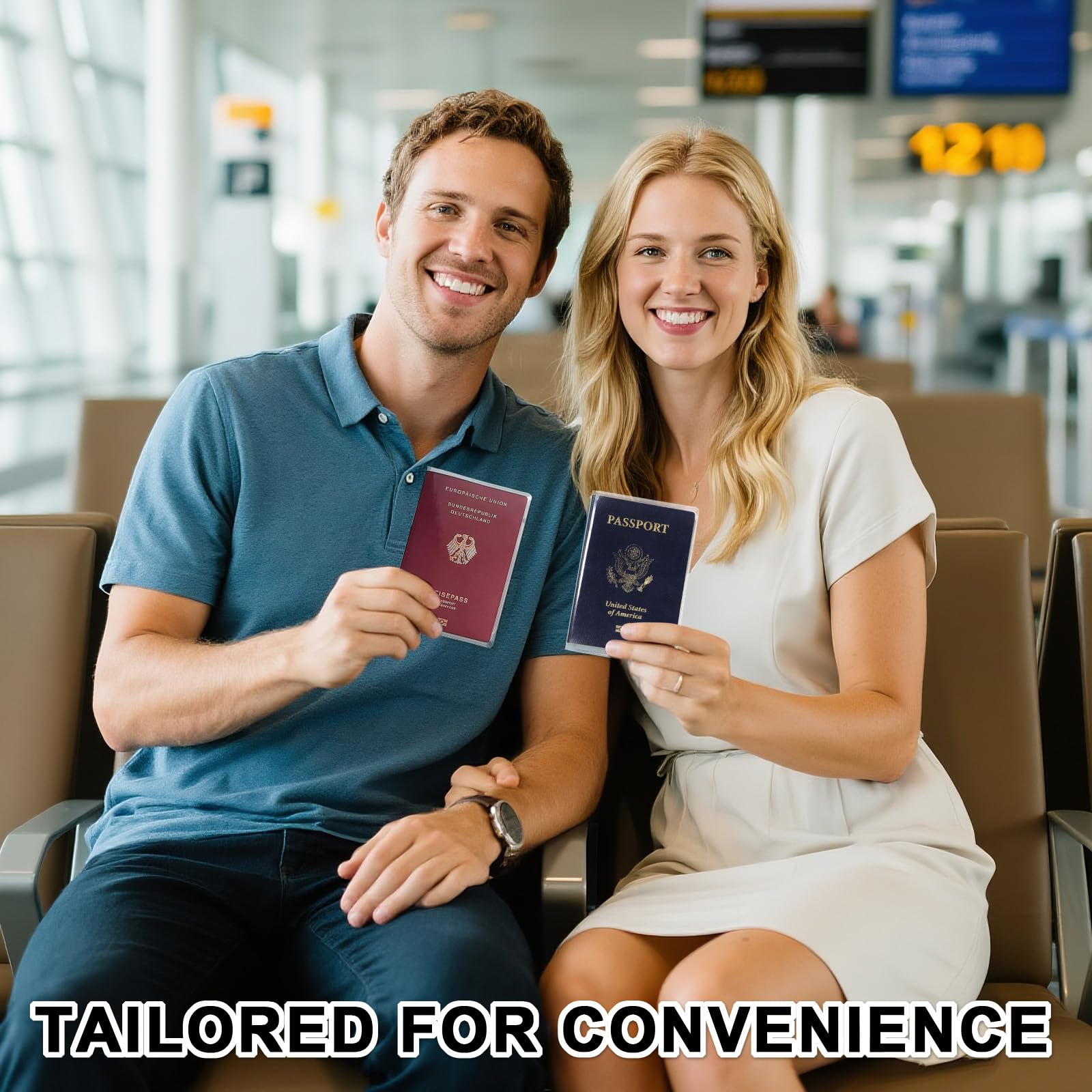 Lot de 10 housses de passeport imperméables – Portefeuille de voyage en vinyle transparent avec poches supplémentaires pour cartes et billets, couverture de passeport en plastique transparent pour