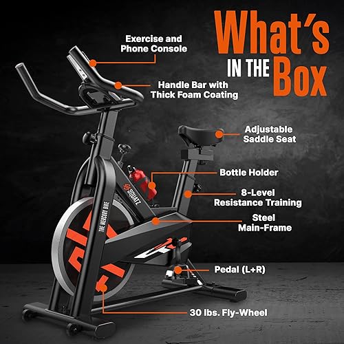Miniatura 2 de SQUATZ Bicicleta estática estacionaria con 8 ajustes de resistencia, bicicleta de ciclismo interior para el hogar, equipo de ejercicio con pantalla,