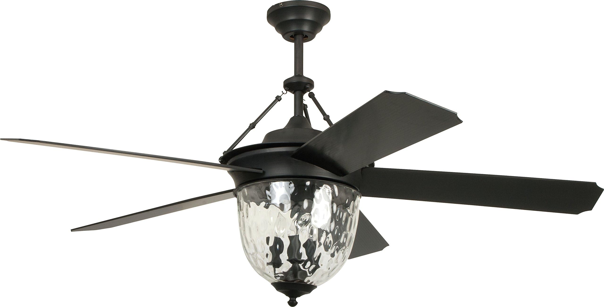 Craftmade CAV52ABZ5LK Cavalier Dual Mount 52" Outdoor Ceiling Fan with 120 Watts Light Kit and Wall & Remote Control, 5 ABS Blades, Aged Bronze