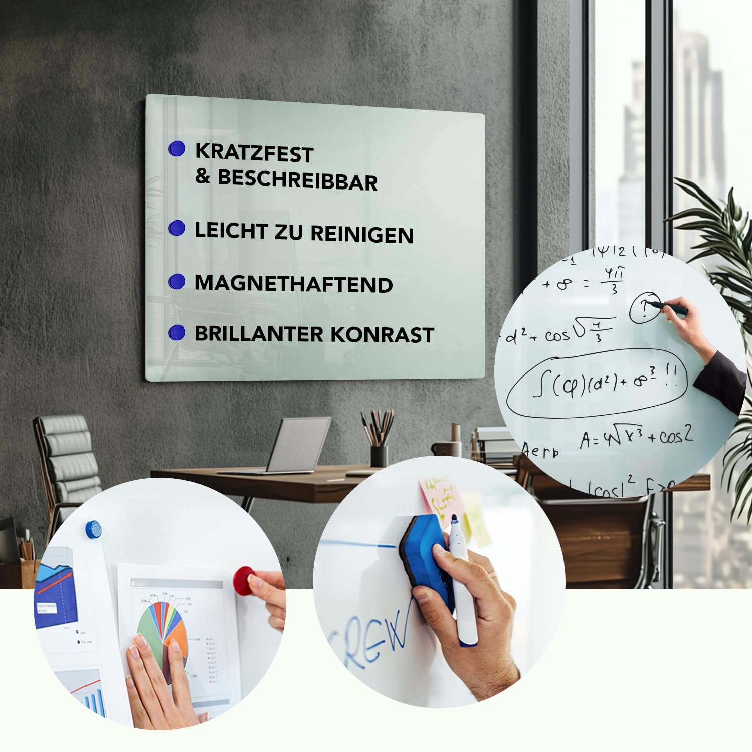 Goliraya Magnettafel Aus Gehärtetem Glas – Trocken Abwischbar Mit Magneten, Ideal Für Büro, Schule & Zuhause