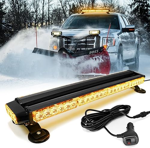 Barra de luz estroboscópica de emergencia de 26 pulgadas, 54 LED, luz intermitente de doble cara de advertencia de peligro con imán para vehículos