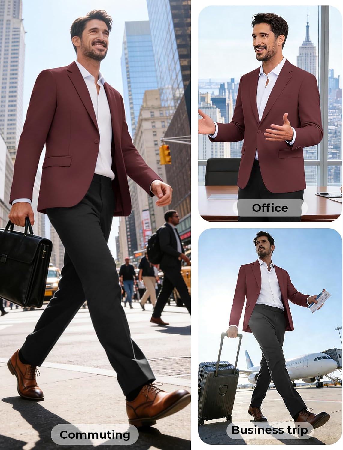 PJ PAUL JONES Men's Lightweight Sport Coat Casual One Button Blazer Breathable Sportcoat
