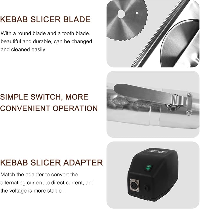 Cortadora Eléctrica para Carne de Kebab de Acero Inoxidable 110V miniatura 5