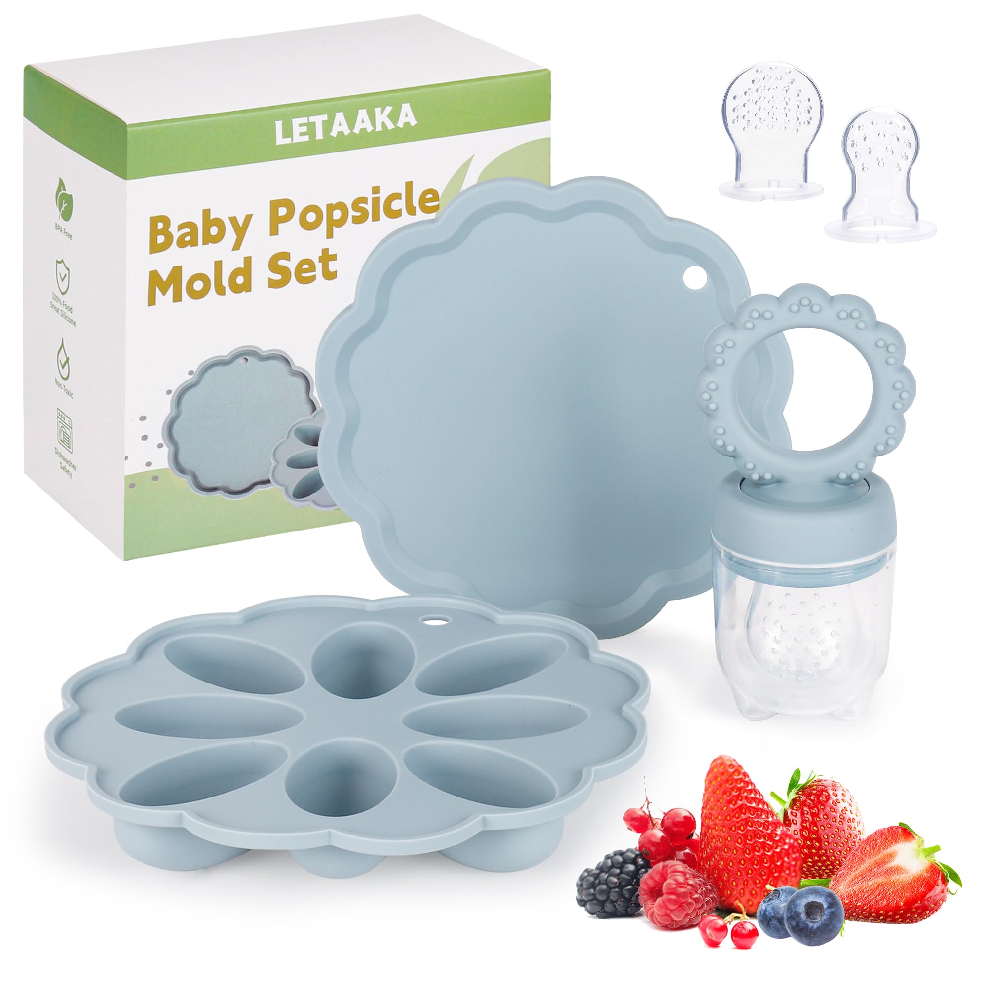 Silicone Baby Fruit Food Feeder Breastmilk Popsicle Mold Set Baby