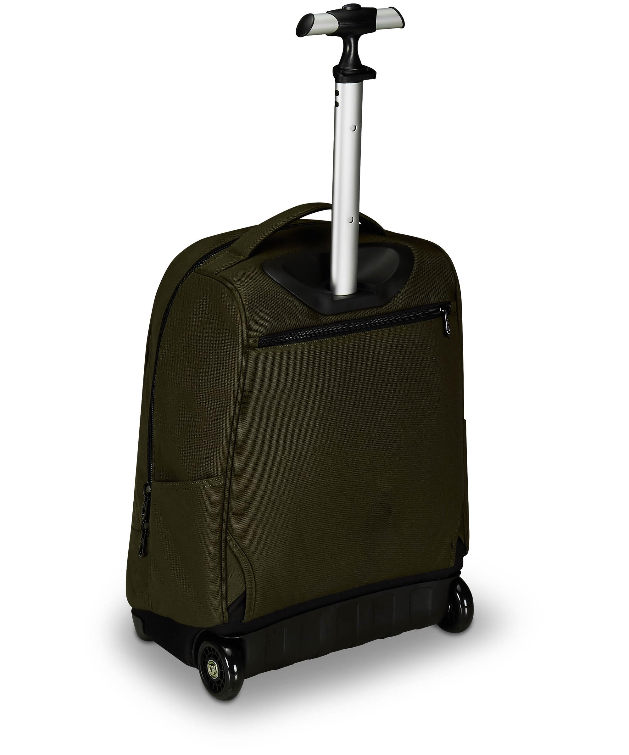 Invicta Trolley Scuola Benin Solid, Verde Militare, 2 in 1, Con Spallacci Uso Zaino, Tasca porta Borraccia e Porta Laptop, Scuola & Viaggio, Ragazzi