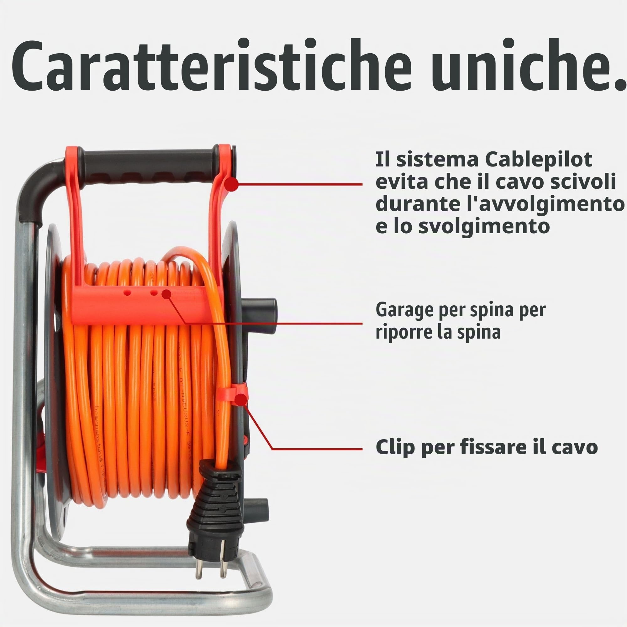 Brennenstuhl Garant V2 IP44 - Avvolgicavo da 25 m, certificato TÜV-Süd (Made in Germany, cavo di colore arancione, uso a breve termine in esterno)