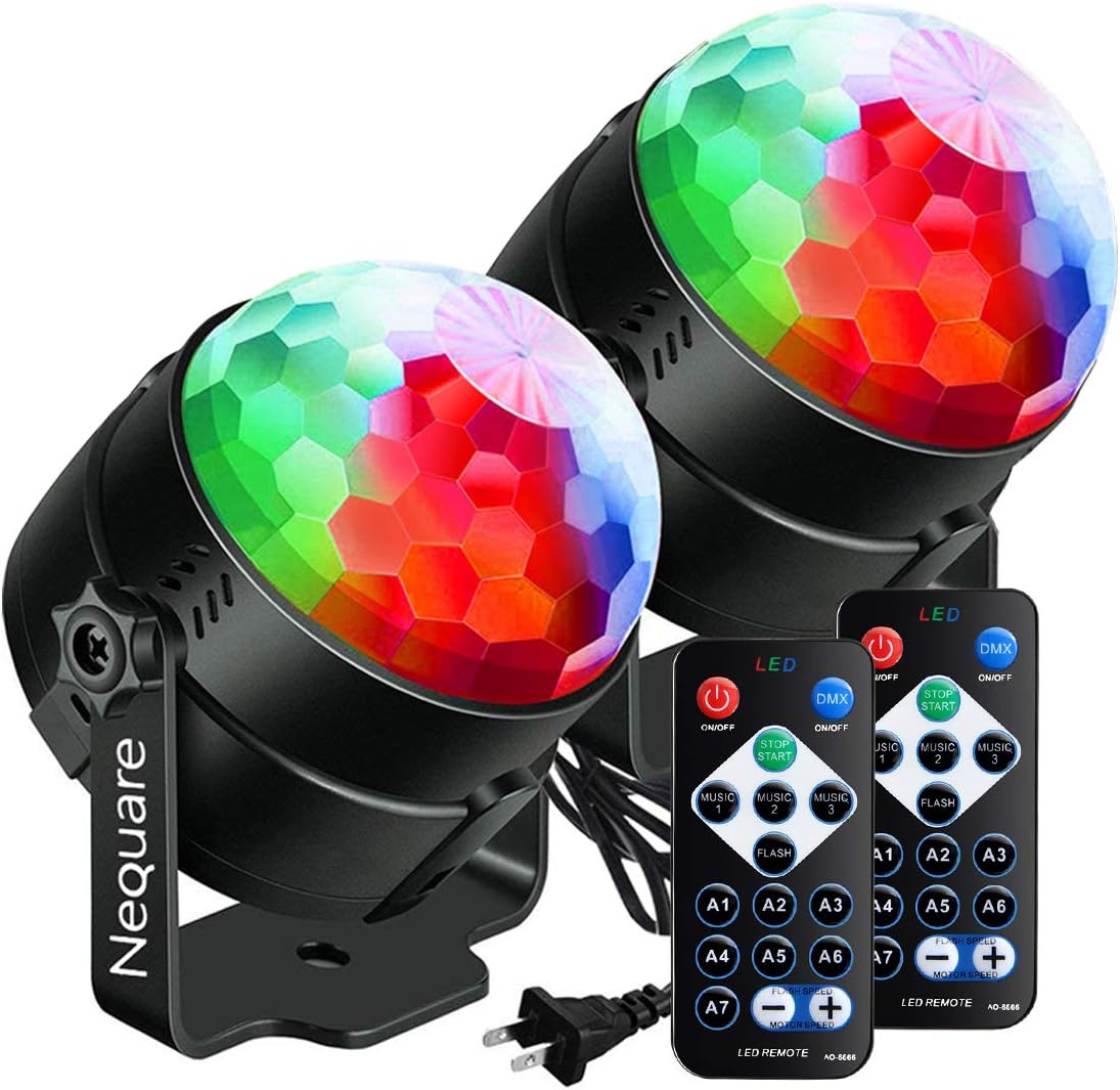 [2018 Latest Models-6 light bulbs] Nequare Party Lights Disco Ball Strobe Light Disco Lights 20 Colors Sound Activated Stage Light with Remote Control for Festival Bar Club Party Wedding Show Home …