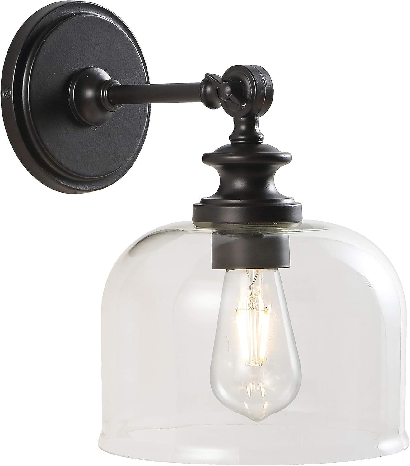 SAFAVIEH Lighting Collection Neri Oil-Rubbed Bronze/Glass Wall Sconce (Set of 2) -LED Bulb Included SCN4065A-SET2