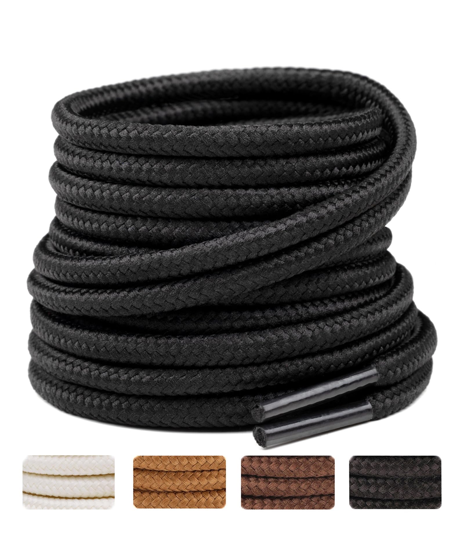 Handshop 2 Pairs Round Boots Shoelaces Heavy Duty Outdoor Shoe Laces 30-63” Shoestrings For Hiking Sporting Running