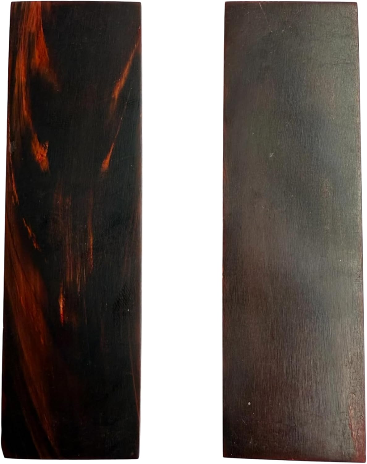 Malayan Products Red Buffalo Horn Scale Blanks, Natural Resource 5in by 1.5in by 0.25in, Knife Handle Making, DIY Set of 2 Slabs, Handle Crafting Material Grip Designer Grooves
