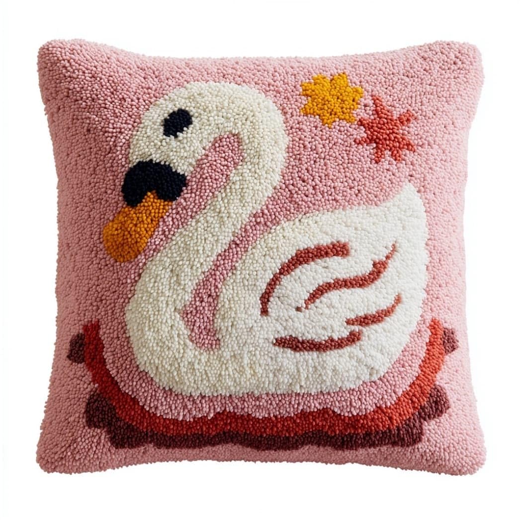 AxiangziK Latch Hook Pillow Kit Swan 43X43Cm