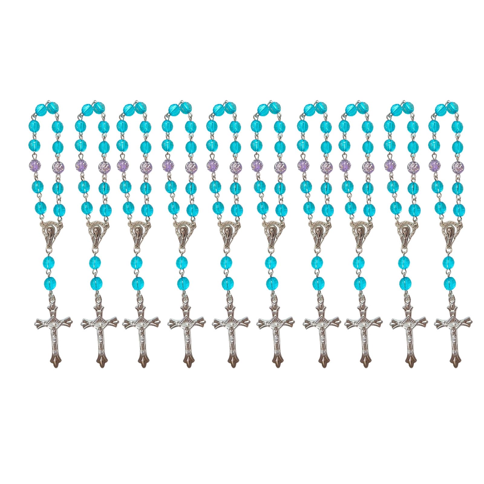 carotoe 10Pcs Womens Crosses Pendant Charm Beaded Rosary Set Catholic Beaded Wristband Prayer Religious Jewelry Gift Spiritual Jewelry